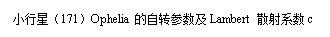 文本框: 小行星（171）Ophelia 的自转参数及Lambert 散射系数c